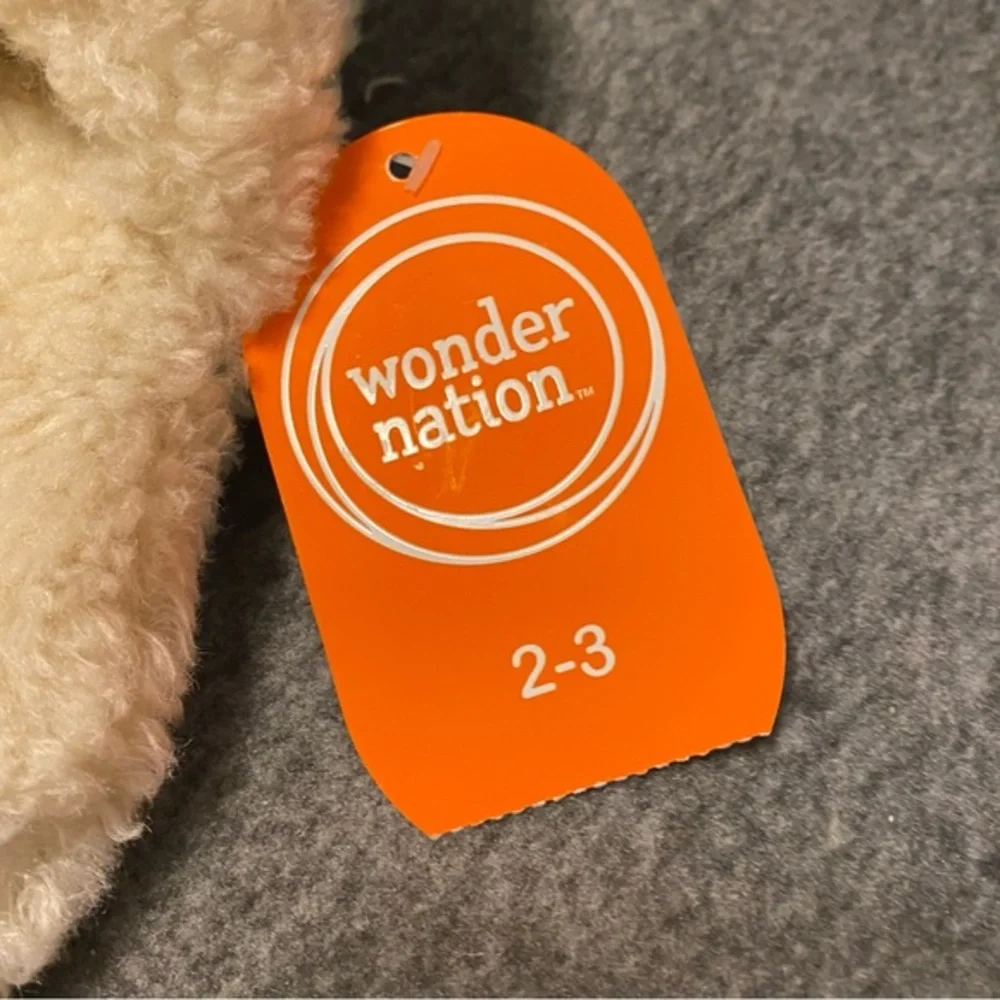 Wonder‎ Nation Slippers Girls Size 2-3 Dog Slip On/Off Fuzzy Loafer New